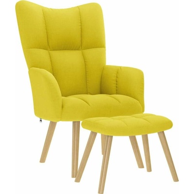 vidaXL 4016785 Relaxační s podnožkou textil Světle žlutá