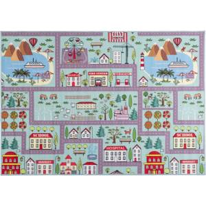 Multidecor Детски килим STELLA STREETS 120x170 см тюркоаз/град (MU0266)
