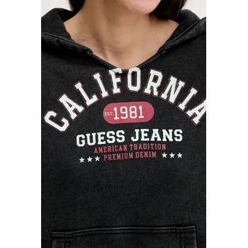 Guess Jeans Памучен суичър Guess Jeans в черно с качулка с принт W5YQ14 KCPR1 (W5YQ14.KCPR1)