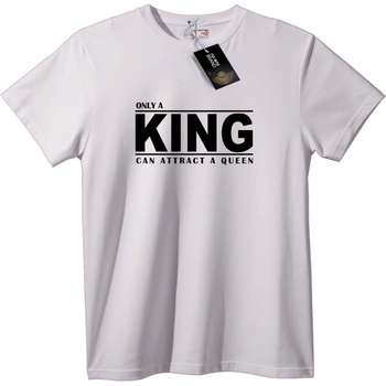 NOONEBRAND Тениска Само Кралят Може да Привлече Кралица - M, White