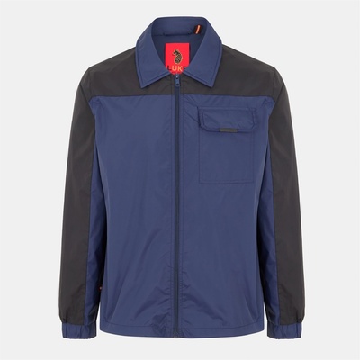 Luke Яке Luke Men's 's Ribbed Zip Lightweight Bomber Jacket - Black Navy