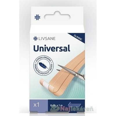 LIVSANE Náplasť Univerzálna Klasik 8 cm x 1 m, 1 ks
