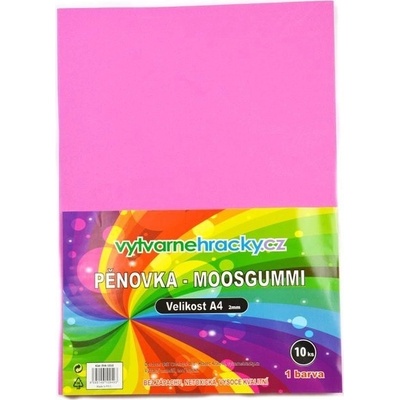 Pěnovka A4, tl. ca 2mm - růžová, 10ks