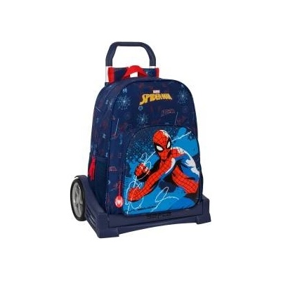 Spider-Man Училищна чанта с колелца Spider-Man Neon Морско син 33 x 42 x 14 cm