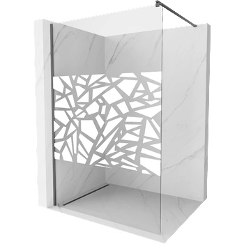 Mexen Kioto стена за душ Walk-in 100 x 200 cm, бял мотив 8 mm, gun metal - 800-100-101-95-85 (800-100-101-95-85)