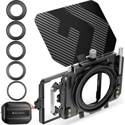 K&F Concept Nano-Xcel matte box – sada s 5 adaptérovými kroužky 67–95 mm a 2 rámečky filtrů 4 × 5,65"