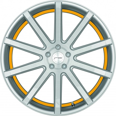 Corspeed Deville 10,5x21 5x108 ET45 silver brushed surface trim yellow