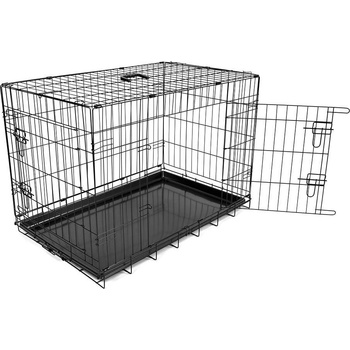 Duvo Plus Dog Crate 2Doors Plastic Tray S - Сгъваема метална транспортна клетка за кучета с две врати 62x44x50 см. черна