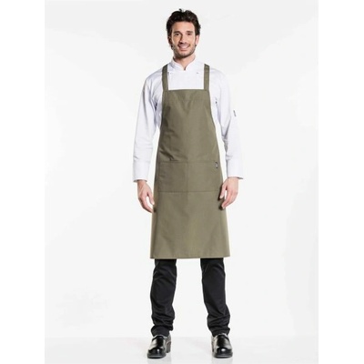 Chaud Devant Kuchářská zástěra s náprsenkou Dark Olive Green