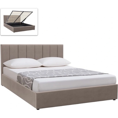 TopMebel Легло Renata от плат с място за съхранение в бежов цвят 160x200см