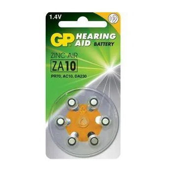 GP Batteries Батерия цинкова za10, 6 бр. бутонни за слухов апарат в блистер, цена за 6 батерии, gp-bz-za10