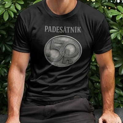 Padesátník starý padesátník (haléř) | pánské tričko k 50. narozeninám vtipné narozeninové tričko pro padesátníka | originální dárek k padesátce pro muže 01 černá – Zboží Mobilmania