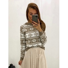 Vánoční svetr hvězda SW35-20 bílo hnědá