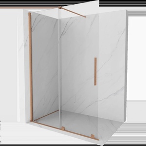 Mexen Velar Плъзгаща се душ стена Walk-in 140 x 200 см, прозрачна 8 мм, четкан мед (871-140-000-03-65)