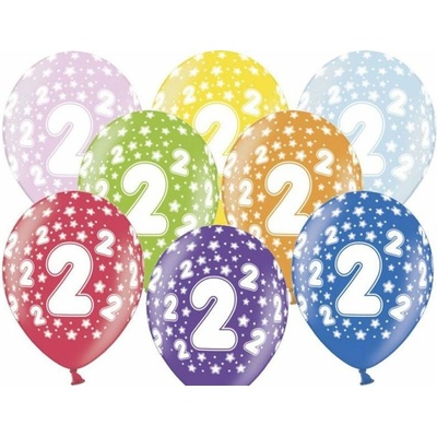 Silné balónky 30 cm metalické mix Narozeniny č. 2 PartyDeco