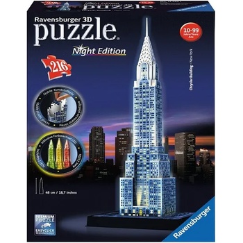 Ravensburger 3D Пъзел Ravensburger Светещ Крайслер билдинг - 7012595
