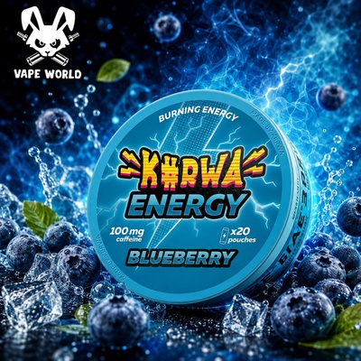 Kurwa Energy blueberry kofeinové sáčky 100 mg/sáček 20 sáčků