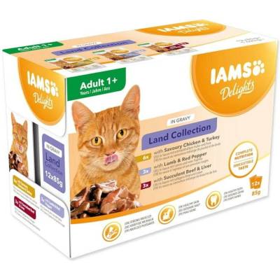 Iams Cat Adult Delights kapsa Land in gravy 12 x 85 g