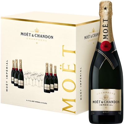 Moët & Chandon Brut Imperial 12% 0,75 l (darčekové balenie 6 pohárov)