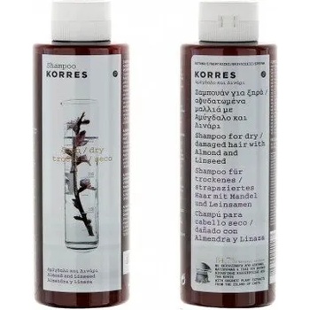 KORRES Шампоан за суха / изтощена коса с бадем и ленено семе 1+1 , Korres SET Shampoo for Dry Hair with Almond and Linseed 2x250ml