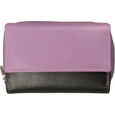 Delis Дамски портфейл, Elysia PT1394, естествена кожа, Black/Mov (PT1394)