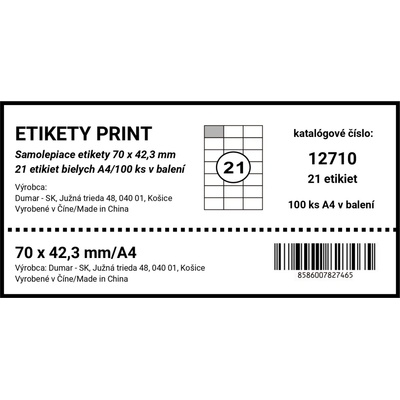 Etikety print 70 x 42,3 mm A4/100ks