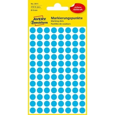AVERY ZWECKFORM okrúhle 8 mm modré 416 etikiet bal 4 list
