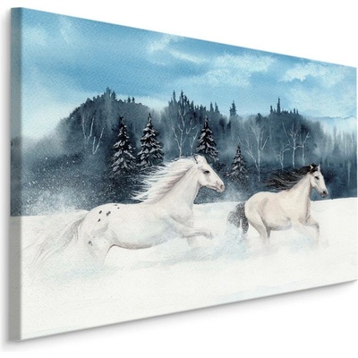 MyBestHome BOX Plátno Koně Cválající Sněhem Varianta: 100x70