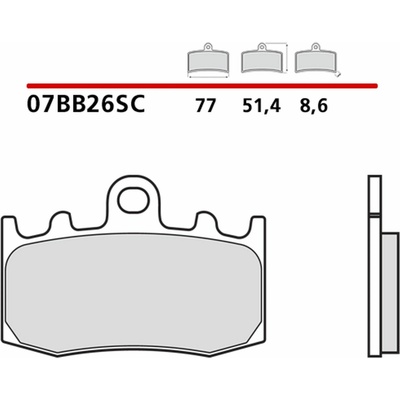 BREMBO sada brzdových destiček, kotoučová brzda BMW K 75, 1200LT, 1200GT, 1200R, 1200RS, 1200S 91-06, R 1100S, 1150RT, 1100S INTEGRAL ABS, 1150RS, 850RT, 1200R 00-12 (07BB26SC) – Hledejceny.cz