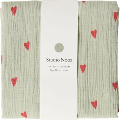 Studio Noos Swaddle zavinovačka Print Large Green Hearts