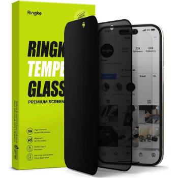 Ringke Privacy Full Cover Tempered Glass - калено стъклено защитно покритие с определен ъгъл на виждане за дисплея на iPhone 15 Pro (черен-прозрачен)