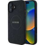 CG Mobile iPhone 16 GUESS SAFFIANO PEONY CLASSIC LOGO силиконов калъф за телефон, удароустойчив, MagSafe, ЧЕРЕН (GUHMP16SPSAPSMEK)