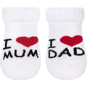 New Baby Kojenecké froté ponožky bílé I Love Mum and Dad