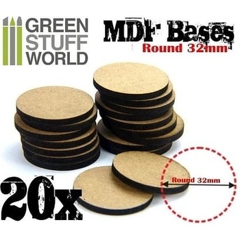Dřevotřískové podstavce MDF Bases Round 32mm 20 ks