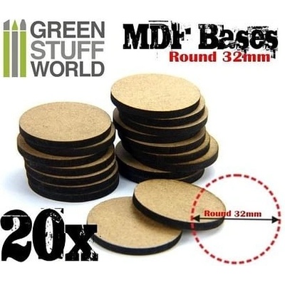 Dřevotřískové podstavce MDF Bases Round 32mm 20 ks