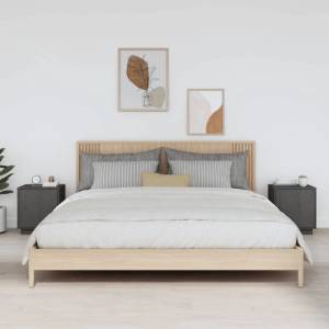 vidaXL Нощни шкафчета, 2 бр, сиви, 40x34x45 см, борово дърво масив (818280)