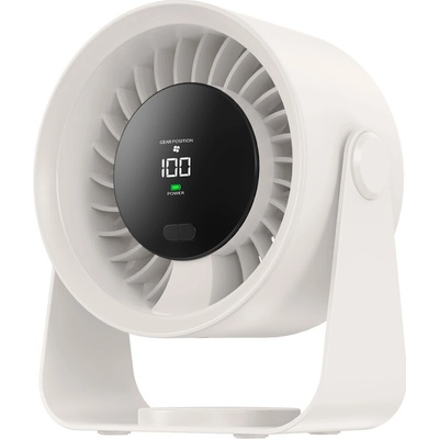 AppleMix Stolný/nástenný ventilátor – 100 rýchlostí – LCD displej – na akumulátor – biely
