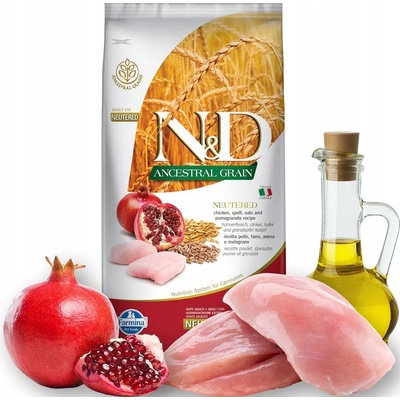 N&D cat AG adult neutered chicken spelt oats & pomegranate 5 kg