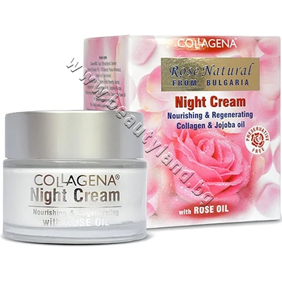 Collagena Нощен крем Collagena Rose Natural Night Cream, p/n CO-029 - Нощен крем за лице с колаген и масло от жожоба (CO-029)