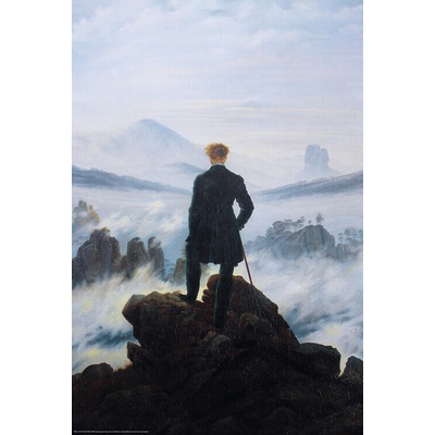 Plagát, Obraz - Wanderer Above the Sea Fog, Caspar David Friedrich, 61 × 91.5 cm