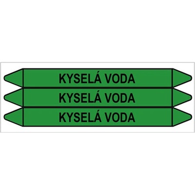 Značení potrubí, kyselá voda,3 ks, 355 × 37 mm PZ 008701