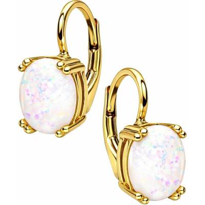 Zlaton Náušnice žluté zlato s opalitem visací 1.5cm 3.35g O15052505352