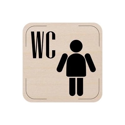 Popis místnosti - cedulka na dveře - WC muži, dřevěná tabulka, 80 x 80 mm