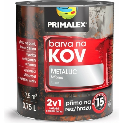 Primalex Antikorózna farba na kov 2v1 0,75 l strieborná Metalický efekt