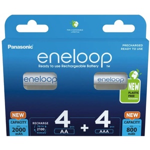 Panasonic Акумулаторни батерии PANASONIC ENELOOP 4x AA 2000 mAh + 4x AAA 800 mAh