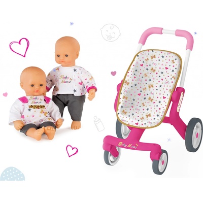 Smoby Set bábika Baby Nurse Zlatá edícia 32 cm a športový kočík