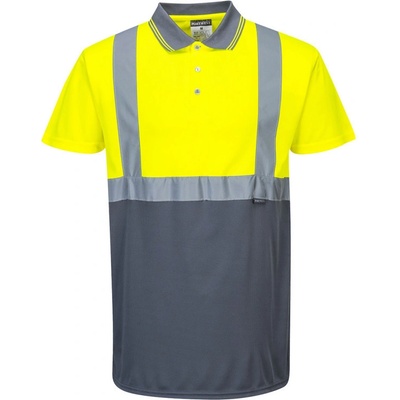 Portwest Polokošile Two-Tone S479 krátký rukáv reflexní Žlutá/šedá S – Zboží Dáma
