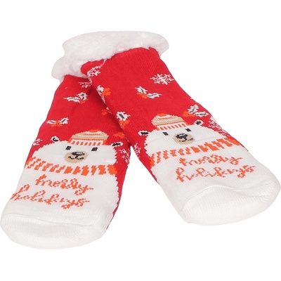 Дамски коледни чорапи в червено с мече