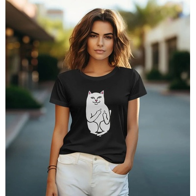 Bullshirt.sk Dámske tričko Funny Cat Čierna