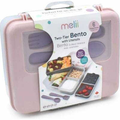 Melii Bento Box desiatový box Pink Purple Gray 1446 ml